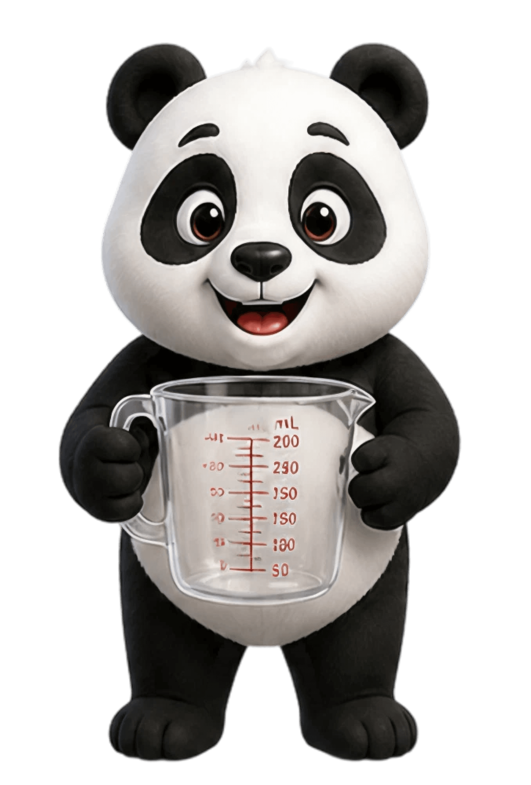 Panda holding a measuring cup